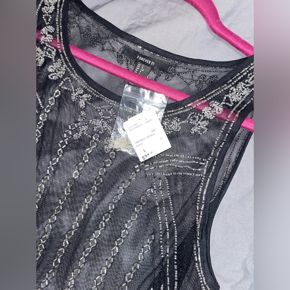 Black mesh beaded tank size L - Picture 2 of 5